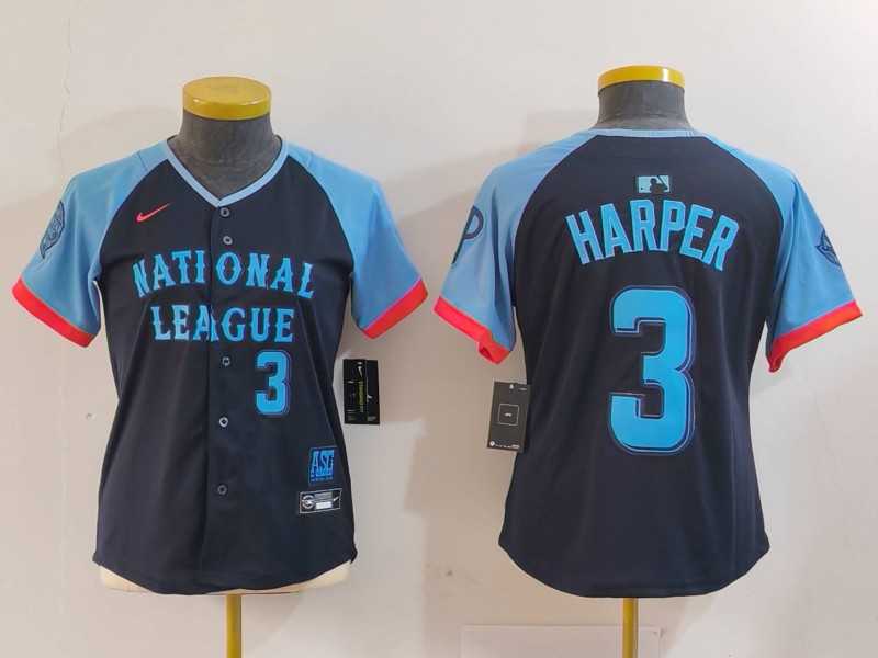 Women%27s Philadelphia Phillies #3 Bryce Harper Navy 2024 All Star Limited Stitched Jersey